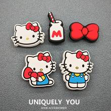 Sanrio 5pcs Cute Cartoon KT Cat Hole Shoe Charms, Travel & Beach Shoes Decor Accessories, Fun DIY Decoration