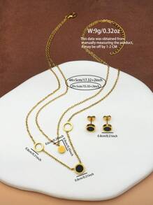 3 Piece Women's Bohemian Style 18K Gold Plated Round Shell Necklace Earrings Valentine's Day Mother's Day Gift   Dance Party Accessory Set