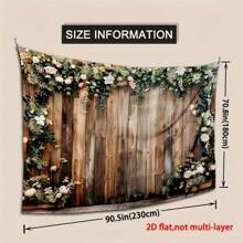1 pièce Bannière de mariage design floral et en bois - Faite de fibre de polyester, sans alimentation électrique nécessaire, convient pour la douche nuptiale, la fête de fiançailles et les célébrations d'anniversaire, plusieurs tailles disponibles