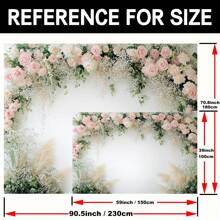 1 pièce Toile de fond photographique florale, bannière en tissu polyester avec des fleurs roses et blanches, sans alimentation électrique - idéal pour les mariages, les baby-showers, les anniversaires, la première communion et les célébrations en général - décor polyvalent pour la table de gâteau et la cabine photo