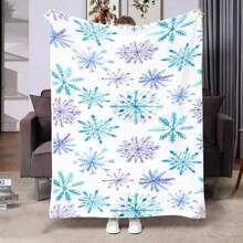 Weihnachtsschneeflocken-Muster Überwurf Decke - weich & bequem Flanell Fleece, gestrickter Polyesterstoff, digitaler Muster, moderner Stil, geeignet für Bett, Sofa, Sessel, Wohnzimmer Dekoration, ganzjährig