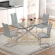 1 Table and 4 Grey Chairs With Silver Legs