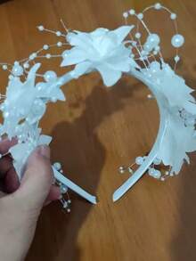 1pc White Flower Girl & Bridesmaid Hair Hoop, For Girls - White - View 6