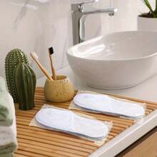 1/5/10 Pairs Disposable White Slippers, Unisex SPA Slippers, Hotel Bulk Slippers For Guests, Non-Slip Sole, Closed Toe Design, Fluffy, No Power Needed, Suitable For Bathroom, Wedding, Shoeless Home And Other Occasions Insulation, Galentines, Puppy, Carnival,Shoe,Spring Summer Picks,Brides Maid Gifts,Room,Bedroom Decor,Beach,Travel,For Men,For Women,Vacationcute Stuff - White - View 4