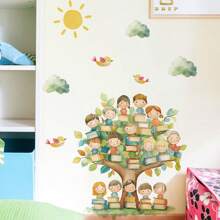 BRUP 1pc Cartoon Wisdom Tree Wall Stickers -PVC Self-Adhesive Decals For Children's Room Decor/Girls' Room Decor/Classroom Decor/Nursery Decor/ & Home Decoration