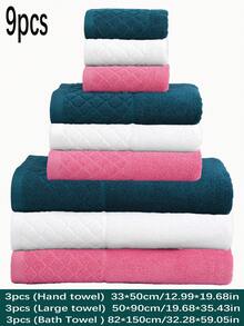 QIBHI 3/1/9条装 100%纯棉纯色毛巾/面巾/浴巾，100%纯棉毛巾布，浴室浴巾/毛巾，客用毛巾，柔软吸水棉巾，适用于浴室、酒店、健身房、旅行、礼品、沙龙、运动、户外、海滩、学校、返校季、旅行配件、家居用品、毛巾、护肤