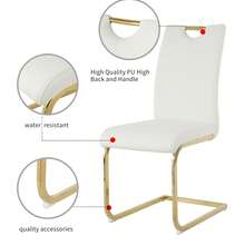 Sumdeal 63" Glass Dining Table Set For 4,Sumdeal 63" Glass Dining Table Set For6,Silver/Gold Base Dining Room Table With 4/6 Silver/Golden Leg C Shape Chairs,63" Modern Glass Dining Table With Gold/Silver Leg - 1張桌子和4張白色金腿椅子 - 查看 6