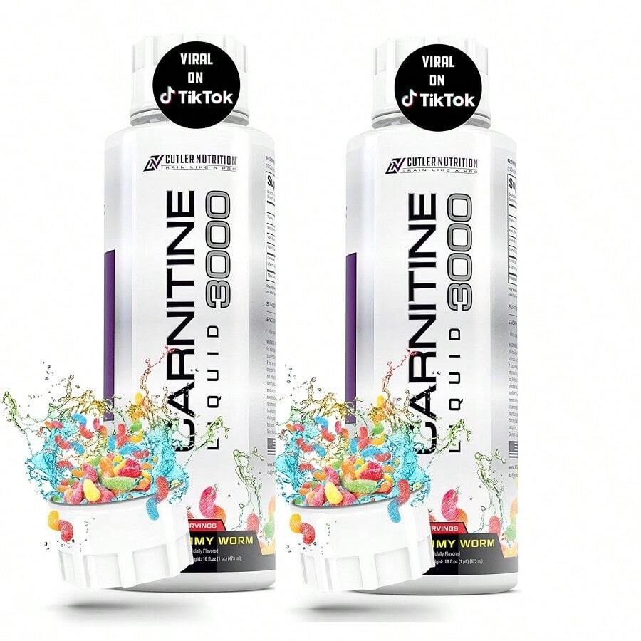 Cutler Nutrition Liquid L-Carnitine Supplement With Acetyl L-Carnitine & L-Carnitine Tartrate Forms - Pre Workout Formula For Optimal Absorption, Energy & Muscle Support - Sour Gummy Worm - View 1
