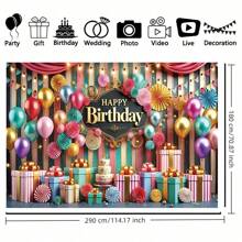1 Stück bunte Ballon Geschenk Geburtstag Hintergrund Stoff Banner, geeignet für Geburtstagsfest Dekoration, Garten Dekoration, Wand Dekoration, Heim Dekoration, Innen- und Außenbereich Dekoration