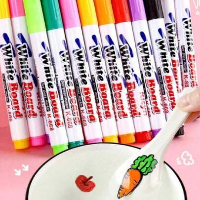 8/12/24pcs Magical Water Painting Pen Set With Large Capacity Pen And Spoon,Colorful Markers For Whiteboard Drawing