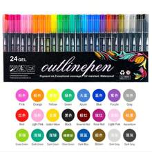 8/12/24 彩色梦幻金属双线轮廓笔套装，防水防褪色彩色绘图笔，适用于岩石绘画、手工艺品、DIY、相册、木材、塑料，适用于学校、陶瓷 - 凿尖艺术马克笔、书法笔、多色绘画艺术马克笔系列、节日礼物、万圣节礼物、圣诞节礼物学校用品、返校