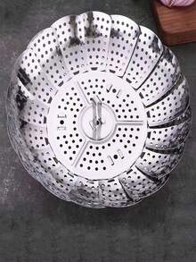 1 件可调节优质不锈钢蒸架，多功能折叠水果篮，包子和点心蒸笼托盘，3 种尺寸（小、中、大） - 銀色 - 查看 9