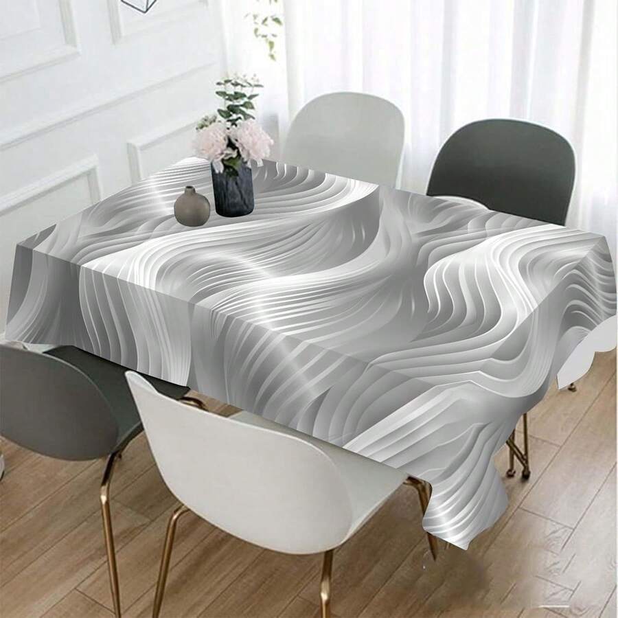 1/20pcs Elegant Gray Striped Tablecloth, Rectangular And Durable, Easy To Clean, Suitable For Picnic Or Holiday Party Decoration, Restaurant Decoration, Kitchen Decoration, Birthday Parties, Home Decoration - Multicolor - View 1