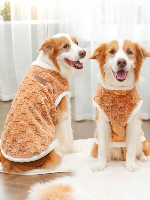 1pc Pet Plush Vest - Machine Washable, Thick & Warm, Soft & Comfortable, Autumn/Winter Dog Clothes, Plush Apparel, Suitable For Small/Medium/Large Pets, Dog & Cat Supplies, XS-8XL
