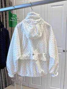 2025 女款波点连帽轻薄风衣外套，宽松休闲夏季新款 - 白色 - 查看 2