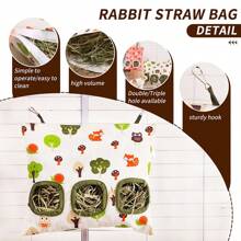 ITANDME Heu-Futterbeutel für Kaninchen mit drei/zwei Löchern, bissfest, Heu-Halter für Meerschweinchen - Große Kapazität & Leicht zu reinigen - Süße Formen kleintier-Futterbeutel für Meerschweinchen, Kaninchen, Chinchillas