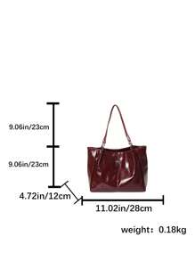 Women's Fashion Patent Leather Shoulder Bag, Butterfly Metal Decor, Lady Tote Bag For Work And Commuting