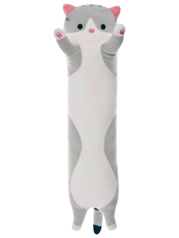1PC long oreiller en peluche en forme de chat, poupée oreiller chat doux, oreiller chat, poupée, grand oreiller, tissu en peluche, oreiller long, oreiller, chat en peluche, peut être utilisé comme coussin/repose-pieds/oreiller, adapté à la décoration de bureau de canapé de chambre, cadeau créatif d'anniversaire de Saint-Valentin, multicolore en option
