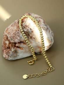 Charm-In 1pc Minimalist Fashion Versatile 18K Gold Plated Brass Beaded Bracelet For Women, A Valentine's Day Gift