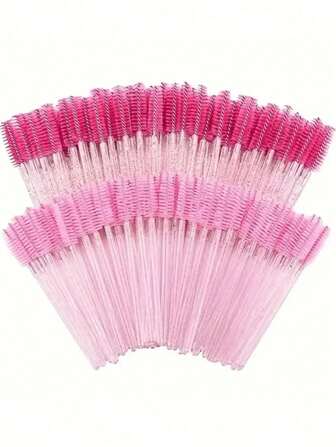 100pcs Disposable Mascara Wands, Nylon Bristle Eyelash Brush Spoolies, Unscented Eyebrow Extension Applicator With ABS Plastic Rod, Normal Skin Compatible - Pink And Black Wand Set,Christmas Decoration,Bedroom Decor,Room Decor Bedroom,Christmas Gifts,Christmas Decorations,Christmas Decorations Home