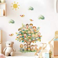 BRUP 1pc Cartoon Wisdom Tree Wall Stickers -PVC Self-Adhesive Decals For Children's Room Decor/Girls' Room Decor/Classroom Decor/Nursery Decor/ & Home Decoration