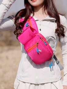 1 pieza Mochila de nailon, bolsa de cintura multifuncional para exteriores, bolsa para botella de agua deportiva, bolsa ligera para teléfono, bolsa de pecho unisex para senderismo