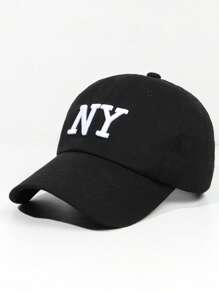 1 PIEZA Gorra de béisbol bordada - Sombrero protector solar transpirable con correa ajustable y parches con letra NY, Gorra ligera de verano para exteriores para correr/gimnasio/ropa de calle