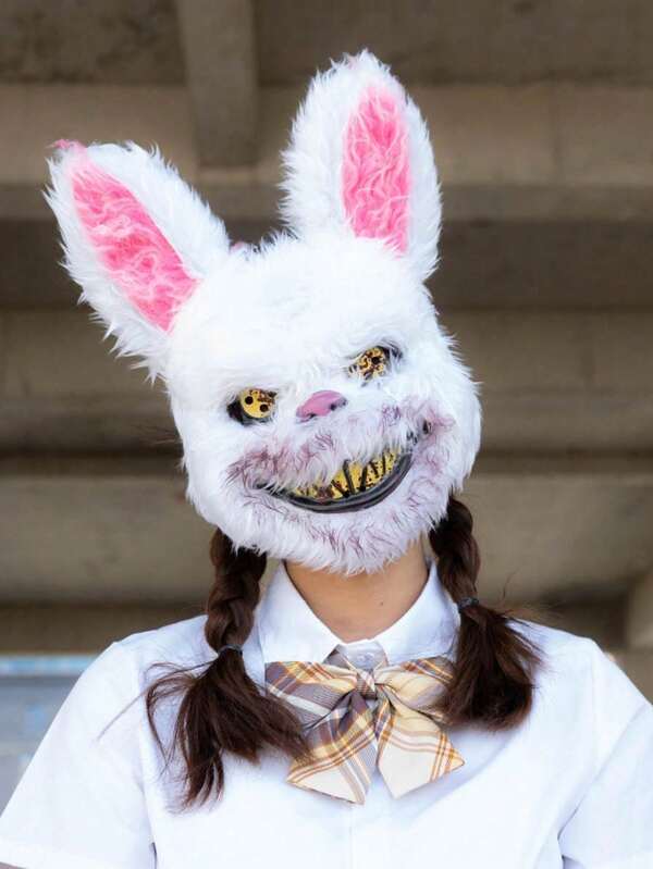 1pc Halloween Rabbit Mask Terrifying Mask Animal Head Mask Halloween Role Playing Prop(Random Color)