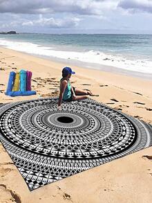 1 件新款户外防水防沙数码印花野餐垫/沙滩巾，时尚清新图案，适合露营和野餐