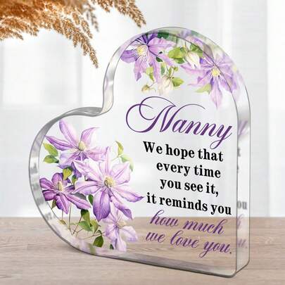 1 Piece Of Warm Acrylic Decorative Sign, A Small Festival Gift Ornament With A Floral Design, To Thank The Nanny For Their Efforts, A Desktop Commemorative Gift, An Acrylic Desktop Decoration, Perfect For Christmas And Ideal For Thanksgiving