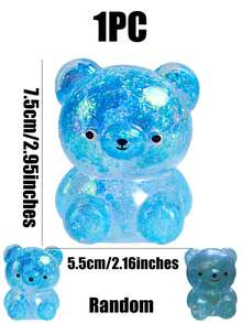 1 件闪光熊挤压玩具，柔软且回弹缓慢，粘性减压玩具，可爱的东西，Taba Squishy，旅行便携式坐立不安挤压玩具，Squisy，蓝色，粉色，适合所有年龄段的自闭症、办公室工作人员、学生，理想的节日礼物，小巧可爱的趣味礼物，适合男孩和女孩的玩具，趣味，儿童游戏，儿童玩具，男孩游戏，女孩游戏，儿童游戏，复活节礼物，派对袋填充物，圣诞袜填充物，坐立不安玩具，儿童派对礼物