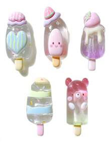 5pcs Refrigerator Magnet Fruit Ice Cream Popsicle Strawberry Watermelon Simulation Food Play Home Decoration DIY Magnet