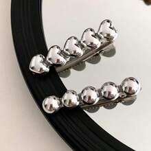 Set 2 buc cleme de păr rotunde în formă de inimă din metal, cleme minimaliste și la modă cu breton lateral, aliaj de zinc strălucitor potrivit pentru purtare de zi cu zi, accesoriu de păr, cleme cu gheare, agrafă de păr, gheare de păr