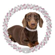 1pc Hip-Hop Pet Cuban Chain, Dog Faux Diamond Necklace, Pet Alloy Collar Accessories, Hip Hop Style Accessory For Daily Wear And Parties