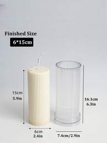 DIY Striped Cylinder Cylindrical Candle Mold Flat Top Pinstripe Pillar Molds Plastic Acrylic Mould Candle Making Supplies Classical Column Wedding Home Decoration