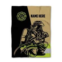 1 pièce Couverture en polyester personnalisable sur le thème des pompiers - Nom personnalisé, tissu tricoté doux, convient pour le fauteuil de bureau, le canapé, le lit. Couverture chaude, idéale pour le camping, cadeau de vacances