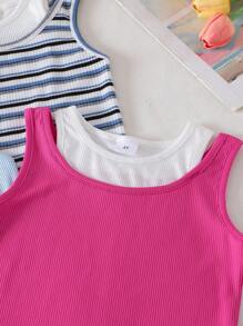 3 pezzi Maglie casual senza maniche da ragazza in stile moda, 2 in 1
