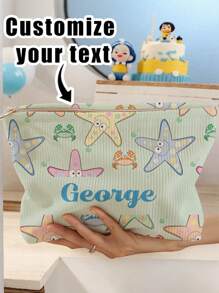 1pc Customized Name Corduroy Toiletry Pouch, Great Choice For Organizing Toiletries For Travel, Can Be Personalized With Your Own Or Others' Names, Suitable For Children & Teenagers As Gift