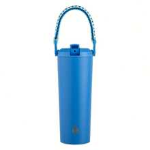 Durable Stainless Steel Water Bottle With Paracord Handle Lightweight Portable Outdoor Hydration Flip Top Lid Free - 藍色 - 查看 2
