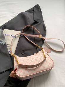 1 件 PU 软皮腋下包，时尚单肩包，休闲百搭链条斜挎包，纯色休闲日常包，适合日常使用 - 旅行、工作、购物、上学、通勤、约会、女士礼物、商务通勤