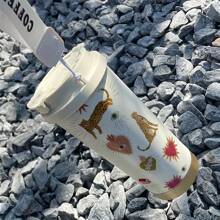 bablov 500ml铃兰水杯轻奢高端便携咖啡杯陶瓷内胆杯高颜值男女通用水杯车载户外便携杯 - 彩色 - 查看 3