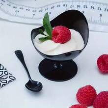 冰淇淋塑料高脚杯酸奶慕斯杯黑布丁杯黑色创意甜品杯冰淇淋塑料高脚杯 - 黑色 - 查看 11