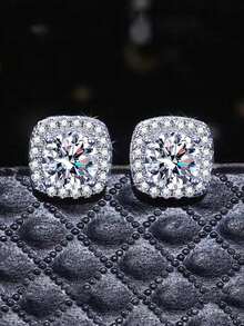 1 Paar runde elegant verzierte Zirkonia Ohrstecker, geeignet für Hochzeitskleider von Frauen, Dates, Valentinstaggeschenk