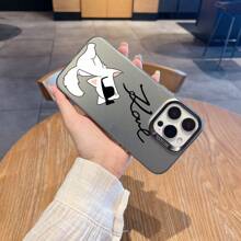Etui na telefon z rysunkowym kotem i podpisem projektanta, kompatybilne z modelami 16, 15, 14, 13, 12, 11 Pro Max, X, XR, XSMAX, 8, 7 Plus, z odpornym na wstrząsy matowym tyłem.