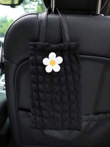 1pc New Car Tissue Box Elegant Puff Grid Car Seat Hanging Drawer Paper Box Car Tissue Drawer