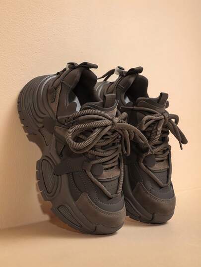 New Platform Wedge Thick Sole Increased Height Women's Shoes, Women's Casual Shoes Versatile Mesh Breathable Chunky Sneakers, Women's Leather Patchwork Fashion Personalized Student Stylish Shoes, Women's Mallard Style Street Photography Outdoor Shoes, Elegant Women's Athletic Sneakers