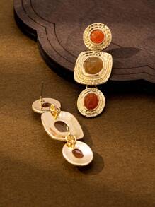 1 pereche de cercei geometrici exagerați, bijuterii simple, de înaltă calitate, la modă