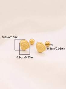 1pair Stainless Steel Mini Shell Stud Earrings For Women Fashion Screw Ball Earring Tragus Cartilage Ear Piercing Waterproof Jewelry