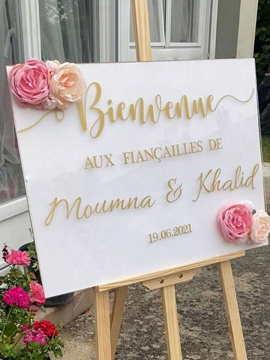 1pc Unfinished Transparent Acrylic Blank Wedding Sign Board - Suitable For All Seasons, DIY Crafts And Decorations, House Number Plates And Labels, Home Decor, Holiday Gifts. Can Be Used For Painting, Architectural Models And Dyeing, Party Signage. Transparent Acrylic Board For Wedding Birthday Party Directions (Stand Not Included)