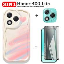 3IN1 For Honor 400 Lite Screen Protector Pack: Cream-Color Anti-Drop Phone Case, Screen Protector Film, Soft Film, Ceramic Film Lens Protector, Anti-Peep Tempered Glass Membrane - 4# 3IN1 - View 2